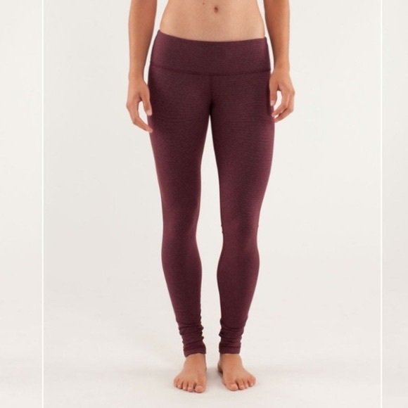 Lululemon Burgundy Striped Wunder Unders - Picture 1 of 5